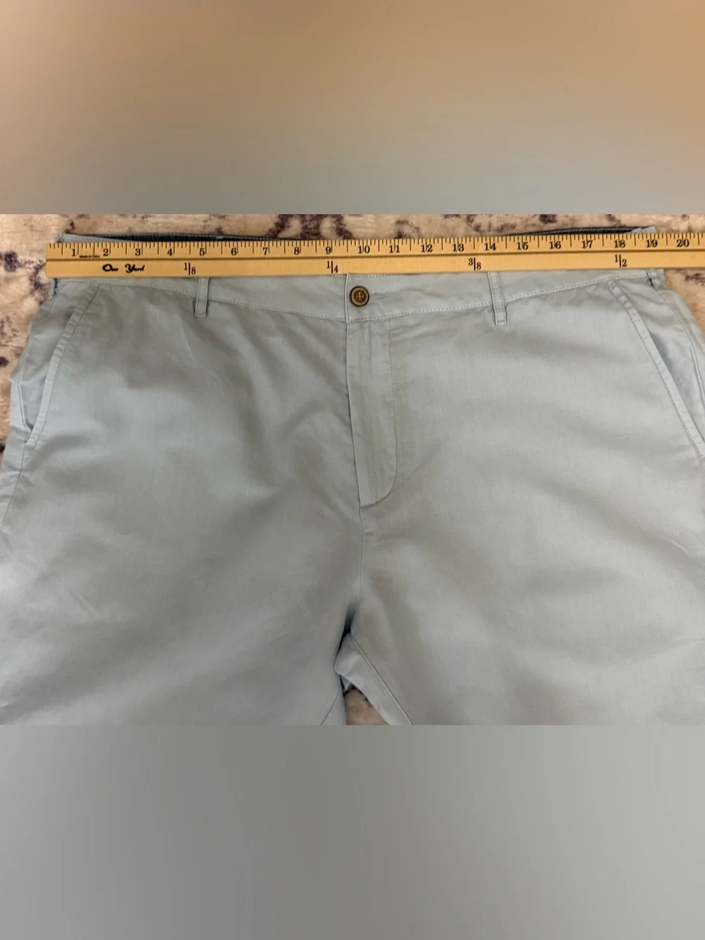 Faherty Malibu Linen & Cotton Chino Shorts Light Blue Size 36